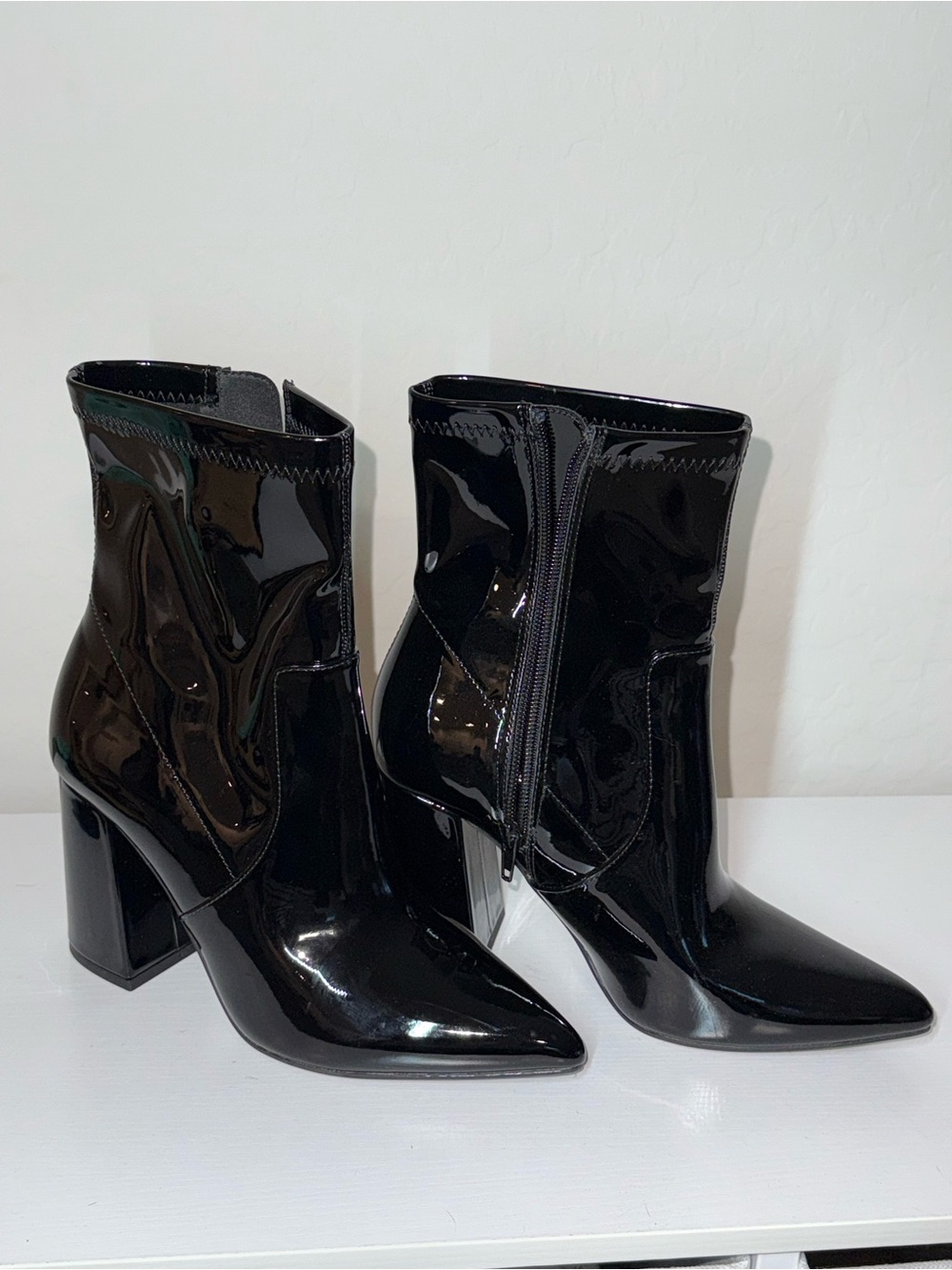 Abound Black Patent Pointed Toe Ankle Booties